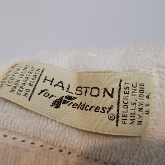Vintage 70s Halston For Fieldcrest Towel Set of 3 Green Floral Light Pink 2 Bath - Picture 8 of 8